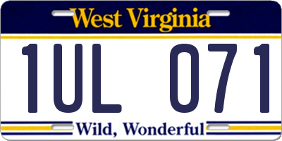 WV license plate 1UL071