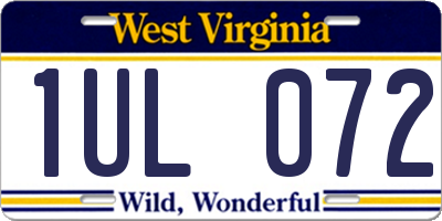 WV license plate 1UL072