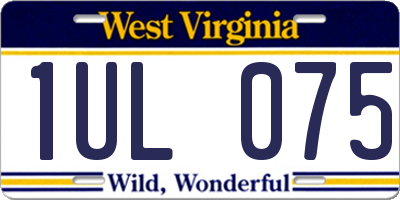 WV license plate 1UL075