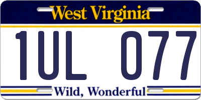 WV license plate 1UL077