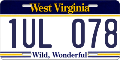 WV license plate 1UL078