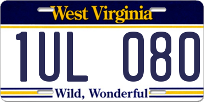 WV license plate 1UL080