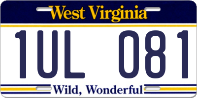 WV license plate 1UL081