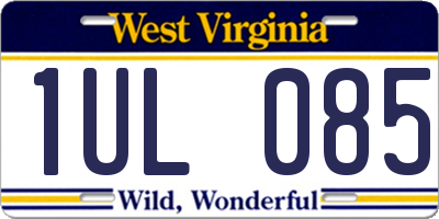 WV license plate 1UL085