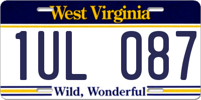 WV license plate 1UL087