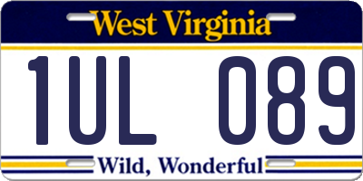 WV license plate 1UL089