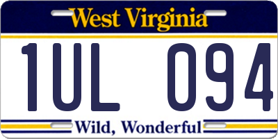 WV license plate 1UL094