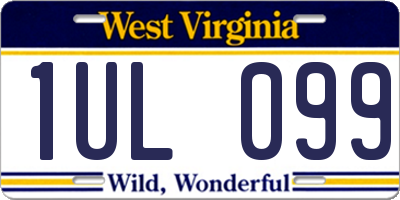 WV license plate 1UL099