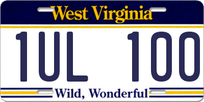 WV license plate 1UL100
