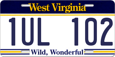 WV license plate 1UL102