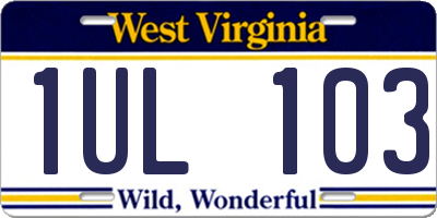 WV license plate 1UL103