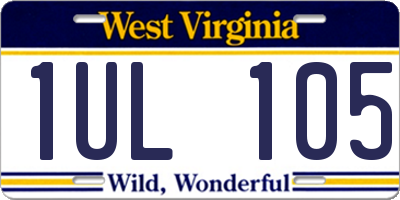 WV license plate 1UL105