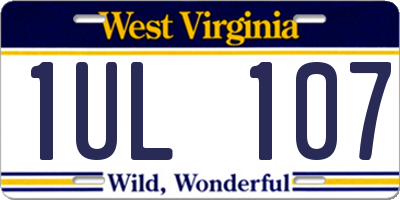 WV license plate 1UL107