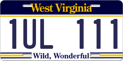 WV license plate 1UL111