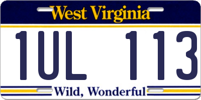 WV license plate 1UL113