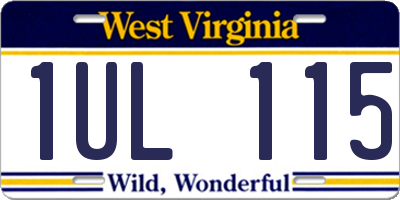 WV license plate 1UL115