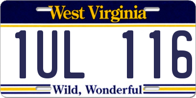 WV license plate 1UL116