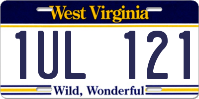 WV license plate 1UL121