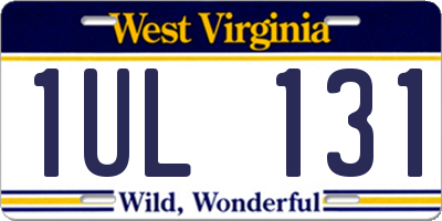 WV license plate 1UL131