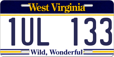 WV license plate 1UL133