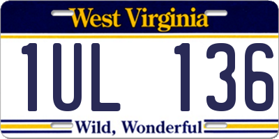 WV license plate 1UL136