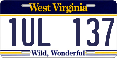WV license plate 1UL137