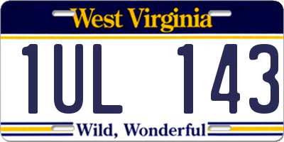 WV license plate 1UL143