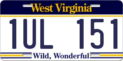 WV license plate 1UL151