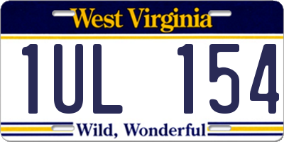 WV license plate 1UL154