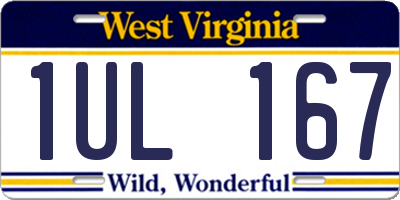 WV license plate 1UL167