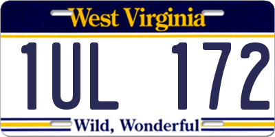 WV license plate 1UL172