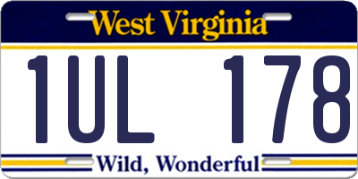 WV license plate 1UL178