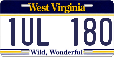 WV license plate 1UL180