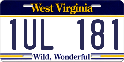 WV license plate 1UL181