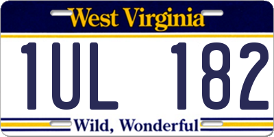 WV license plate 1UL182