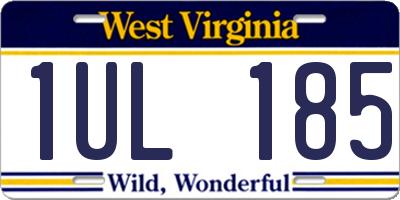 WV license plate 1UL185