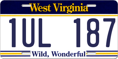 WV license plate 1UL187