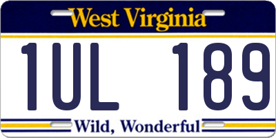 WV license plate 1UL189