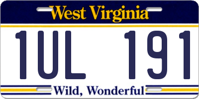 WV license plate 1UL191