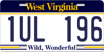 WV license plate 1UL196