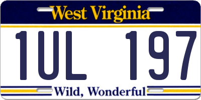 WV license plate 1UL197