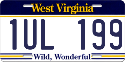 WV license plate 1UL199