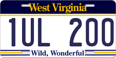 WV license plate 1UL200