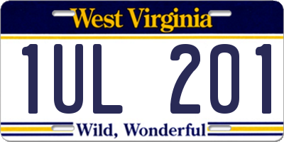 WV license plate 1UL201