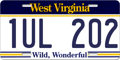 WV license plate 1UL202