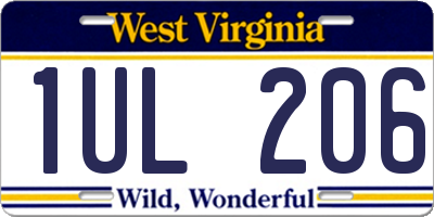 WV license plate 1UL206