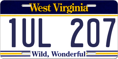 WV license plate 1UL207