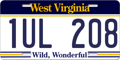 WV license plate 1UL208