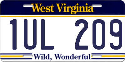 WV license plate 1UL209