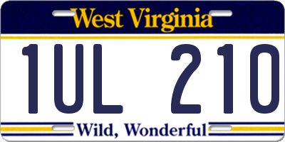 WV license plate 1UL210